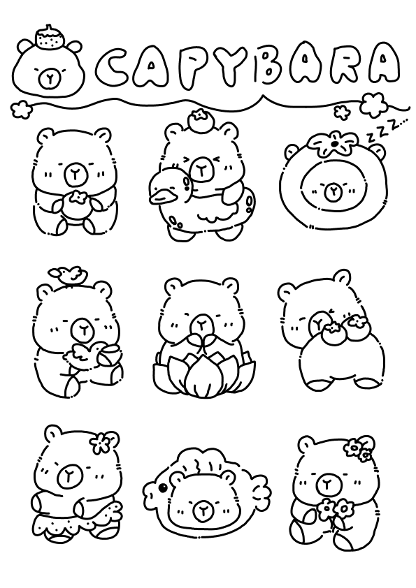 Desenho de Capivara para imprimir