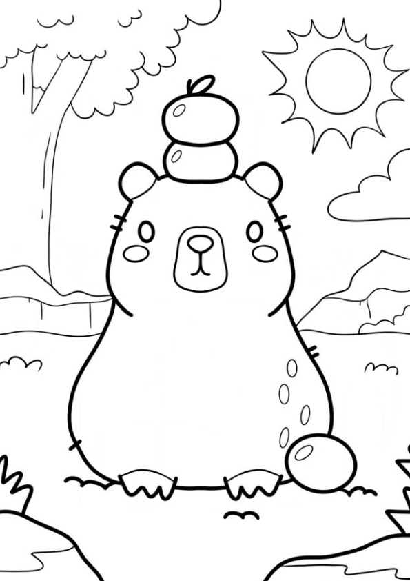 Desenho de Capivara para imprimir