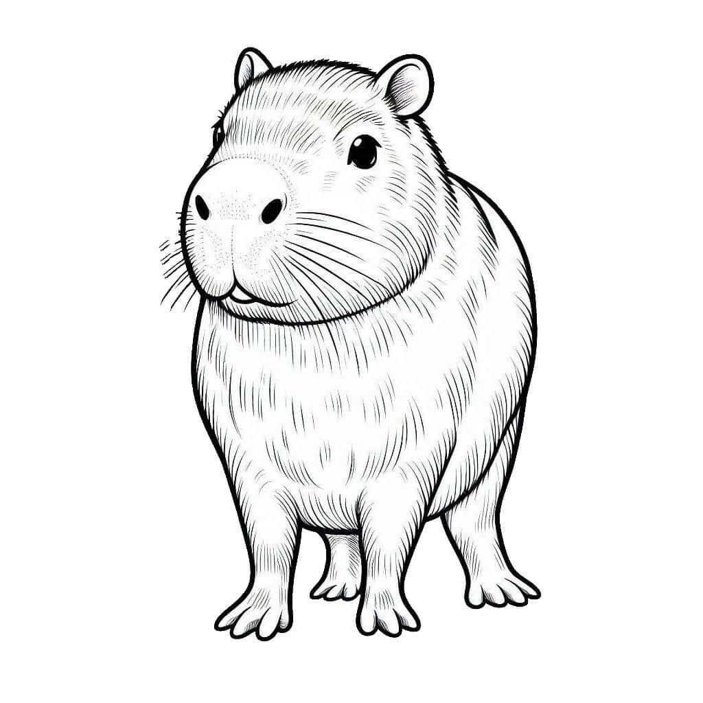 Desenho de Capivara para imprimir