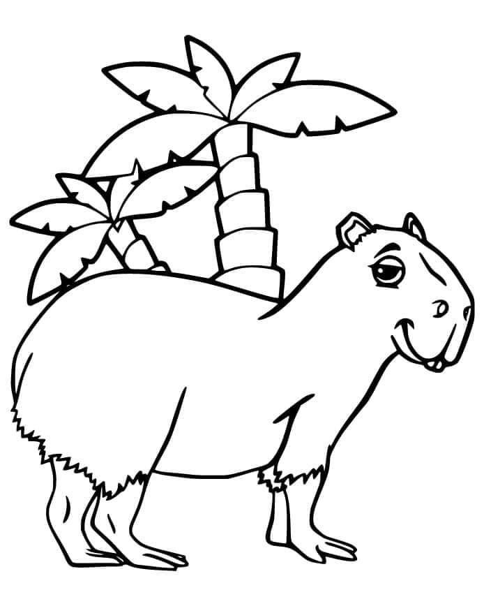 Desenho de Capivara para imprimir