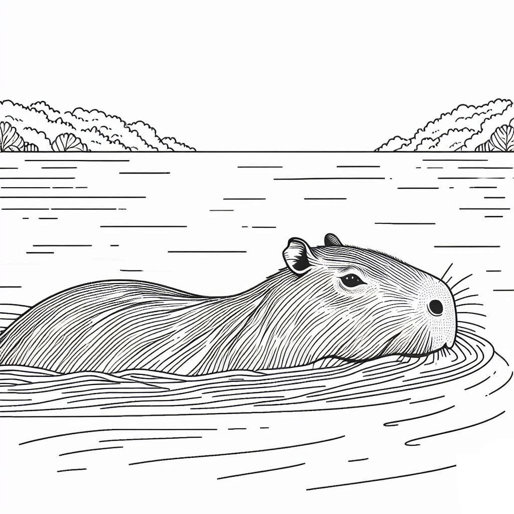Desenho de Capivara para imprimir