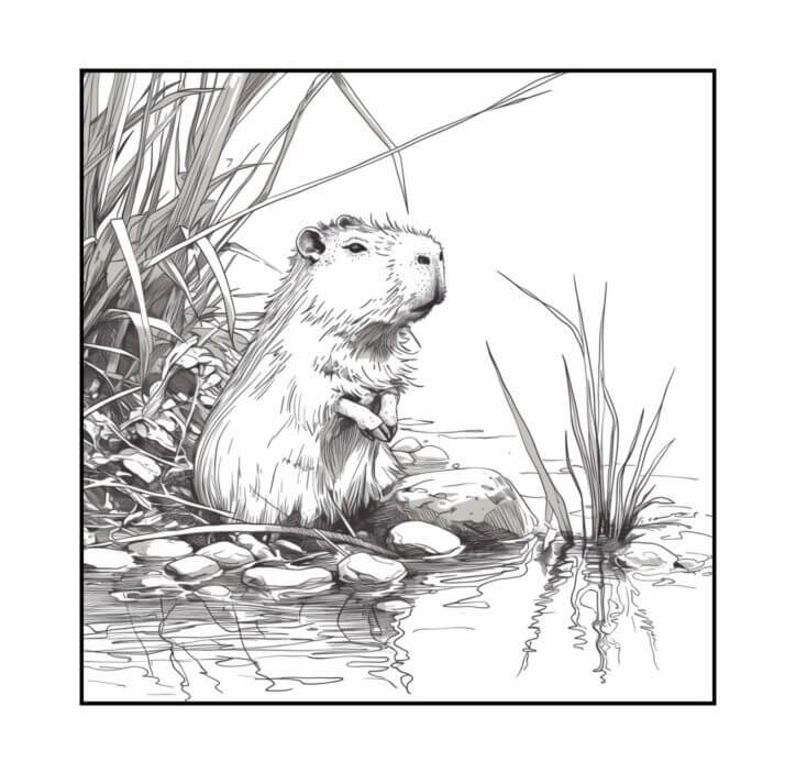 Desenho de Capivara para imprimir