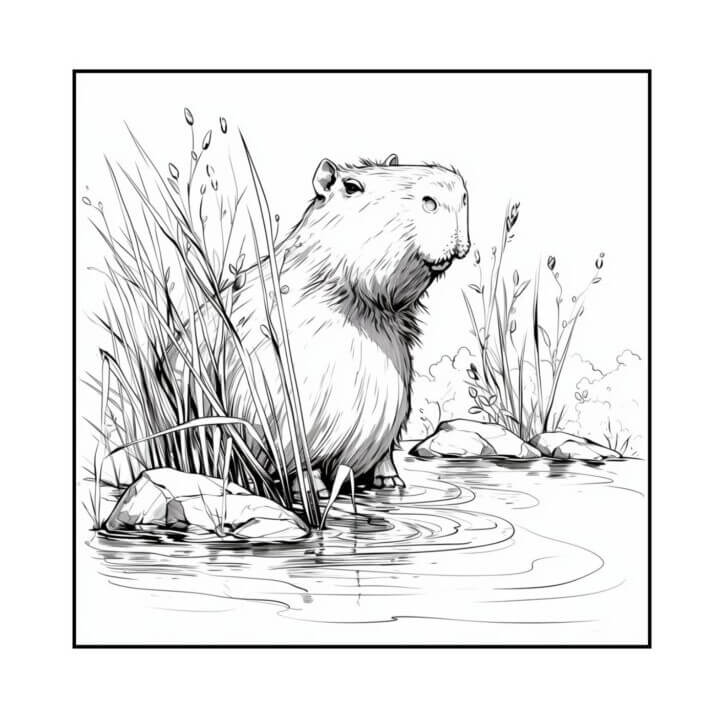Desenho de Capivara para imprimir
