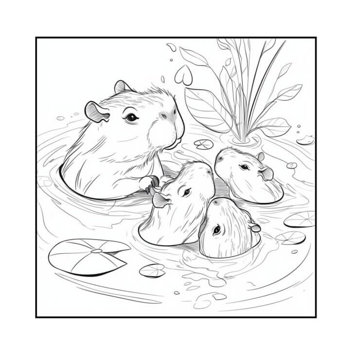 Desenho de Capivara para imprimir