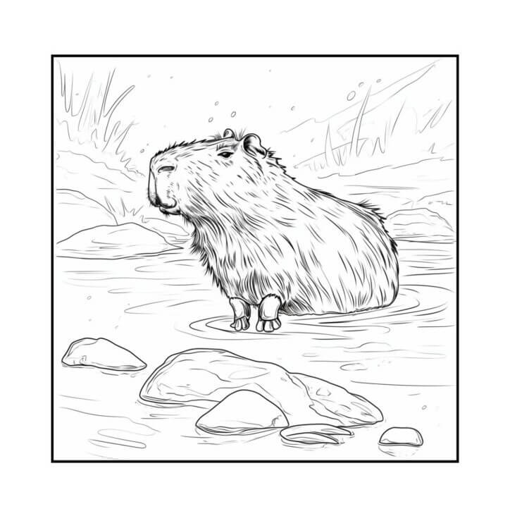 Desenho de Capivara para imprimir