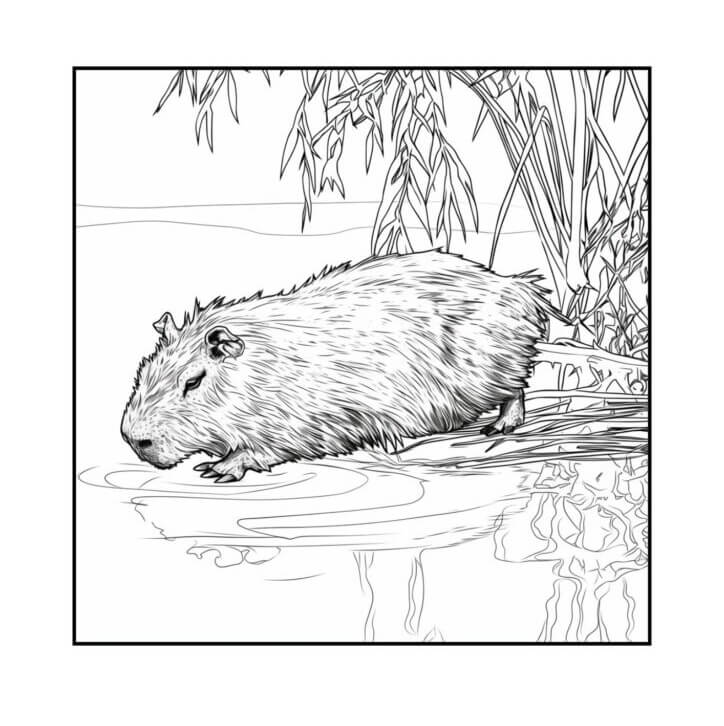 Desenho de Capivara para imprimir