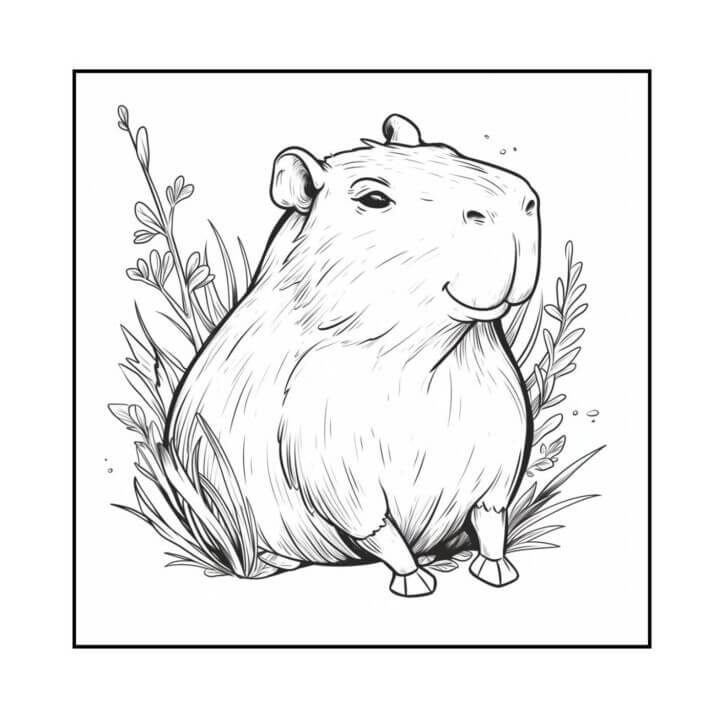 Desenho de Capivara para imprimir
