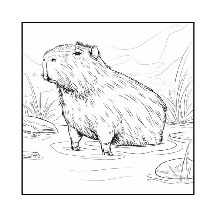 Desenho de Capivara para imprimir