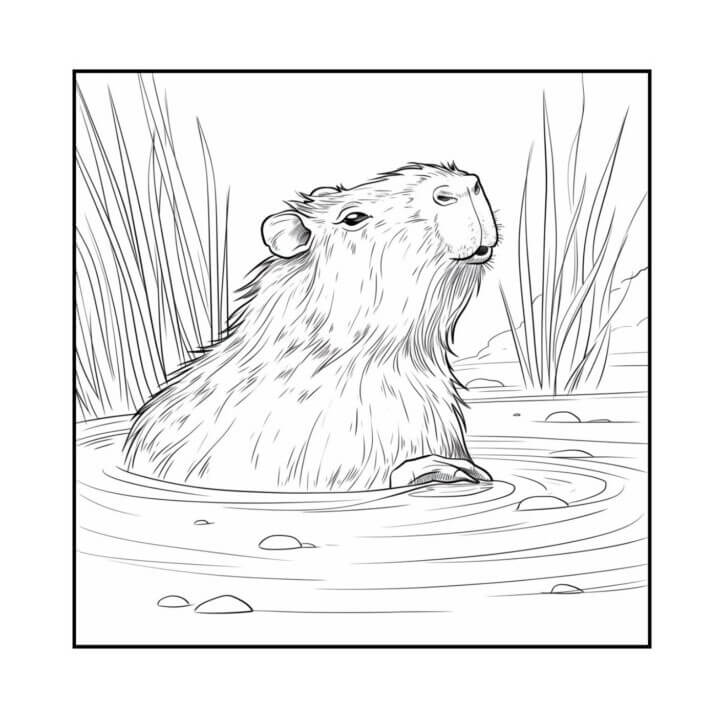 Desenho de Capivara para imprimir