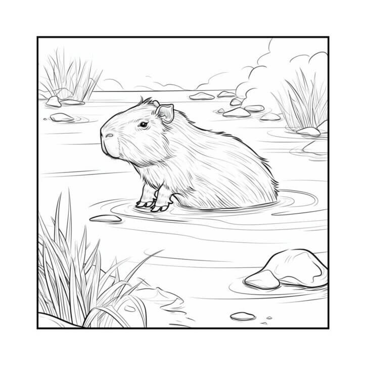 Desenho de Capivara para imprimir