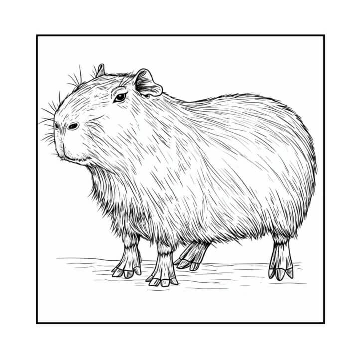 Desenho de Capivara para imprimir