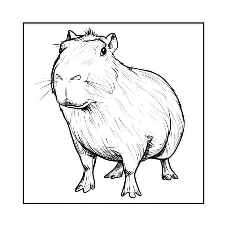 Desenho de Capivara para imprimir