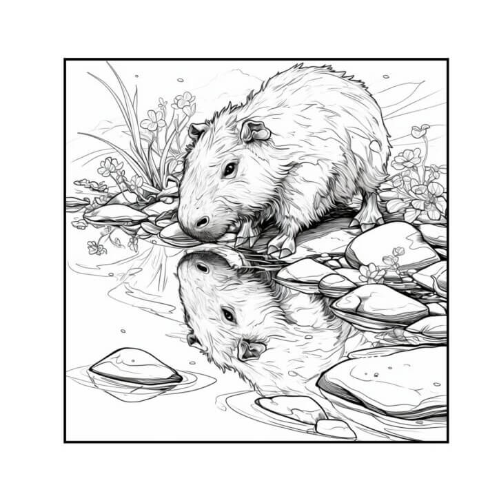 Desenho de Capivara para imprimir