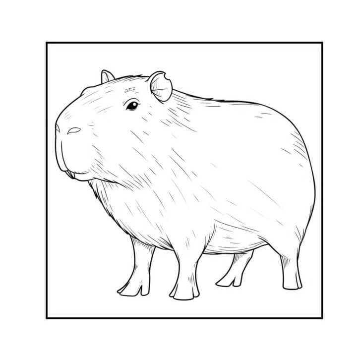 Desenho de Capivara para imprimir