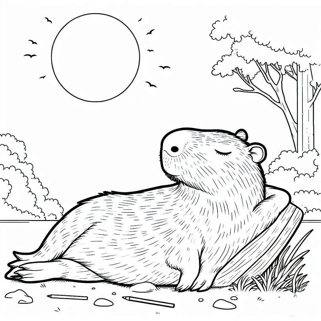 Desenho de Capivara para imprimir