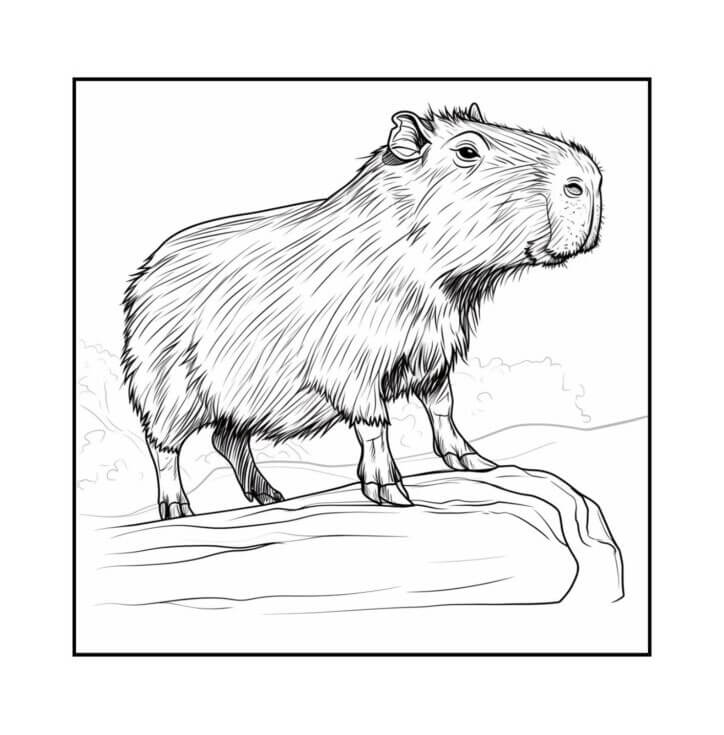Desenho de Capivara para imprimir