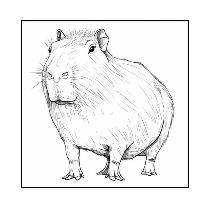 Desenho de Capivara para imprimir