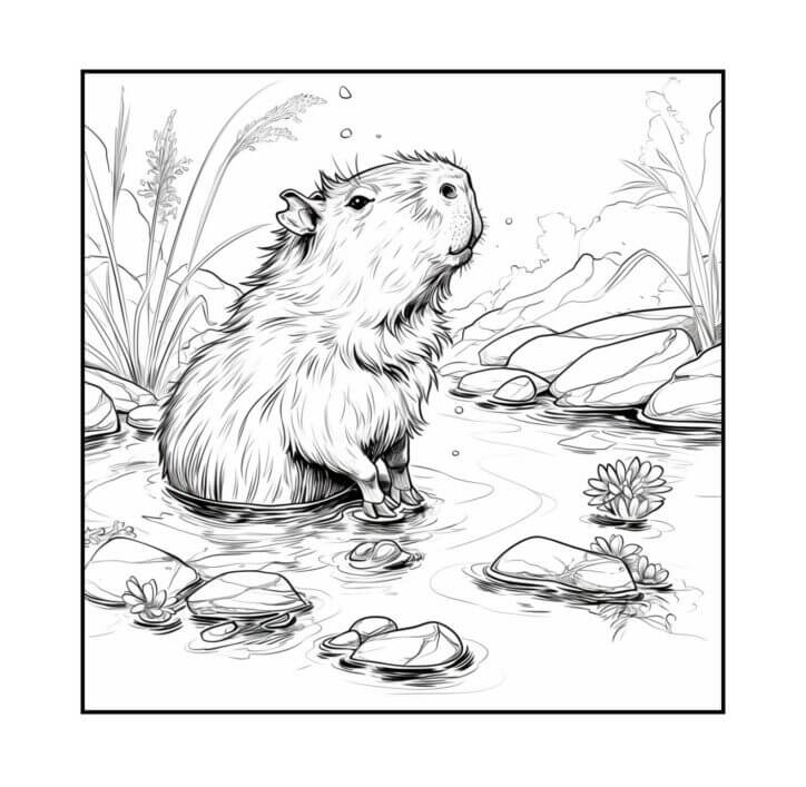 Desenho de Capivara para imprimir