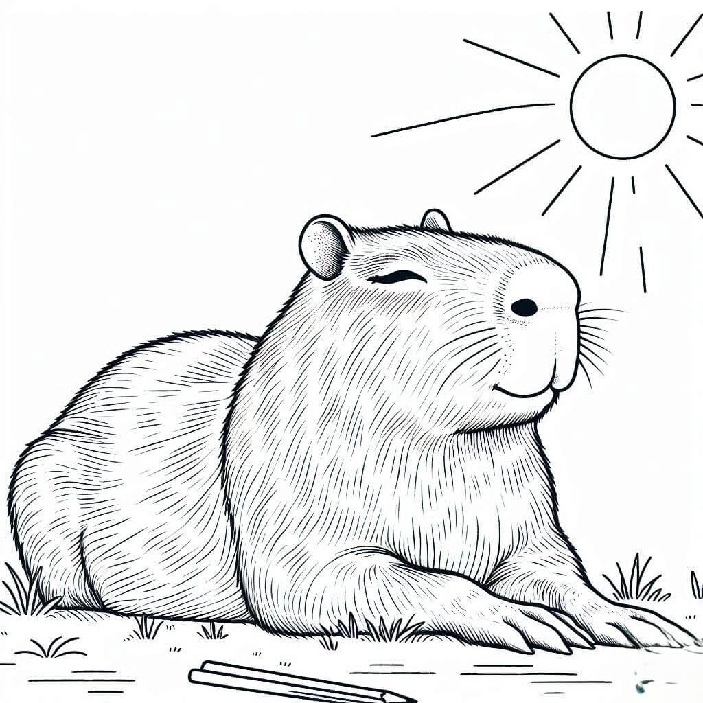 Desenho de Capivara para imprimir