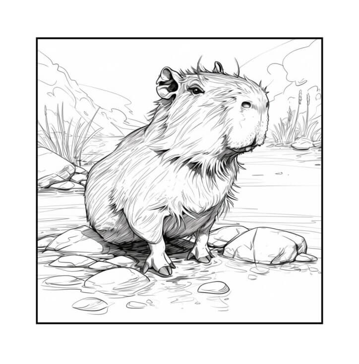 Desenho de Capivara para imprimir