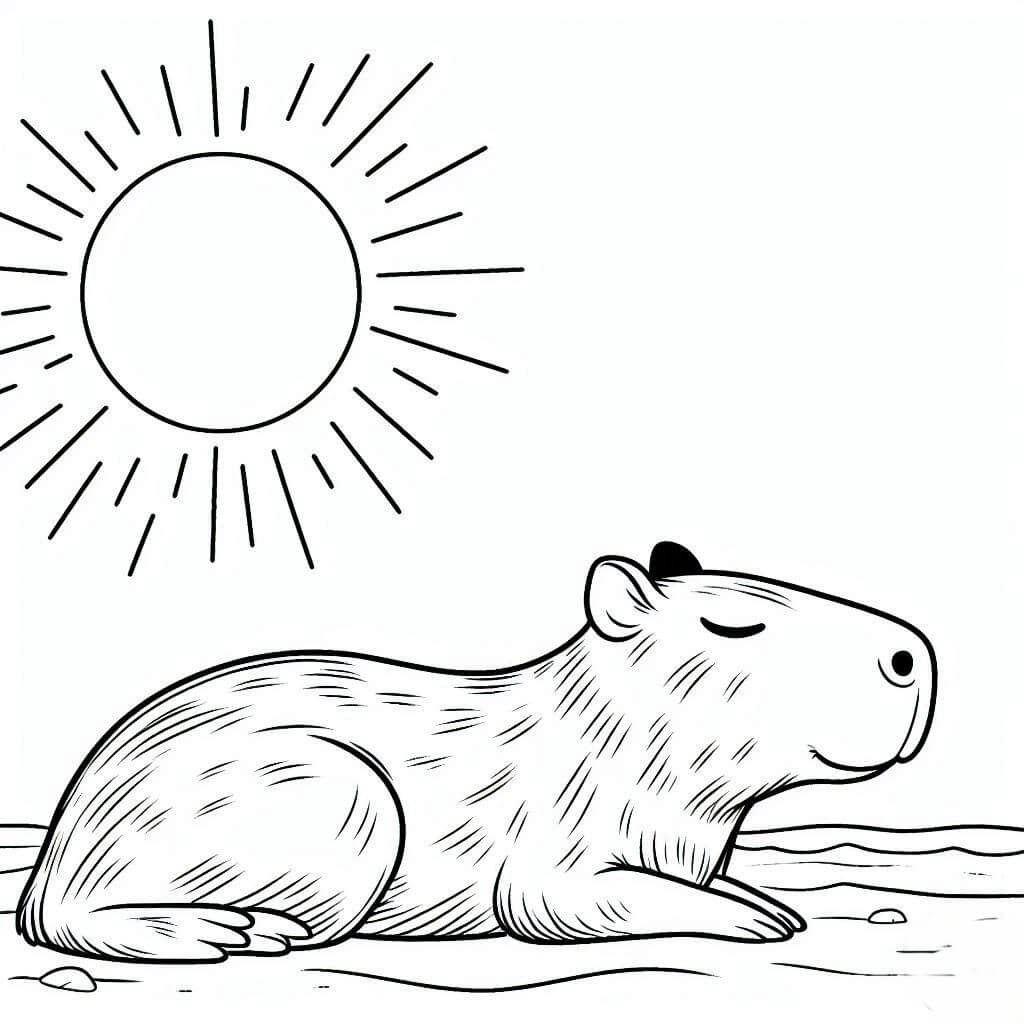 Desenho de Capivara para imprimir