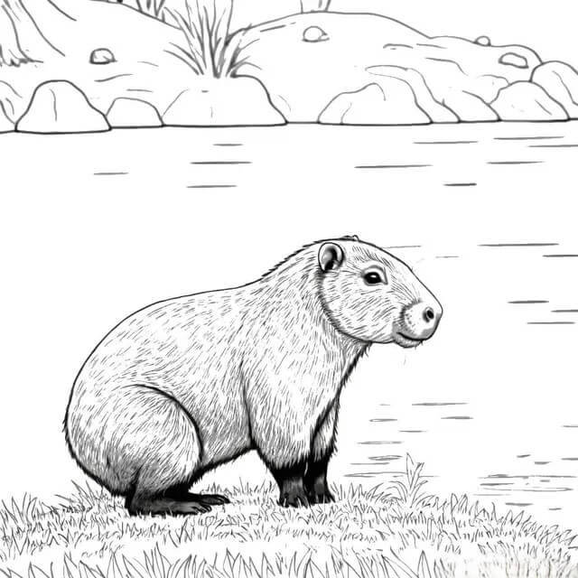 Desenho de Capivara para imprimir