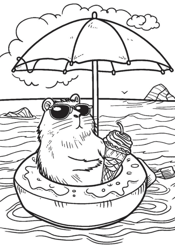 Desenho de Capivara para imprimir