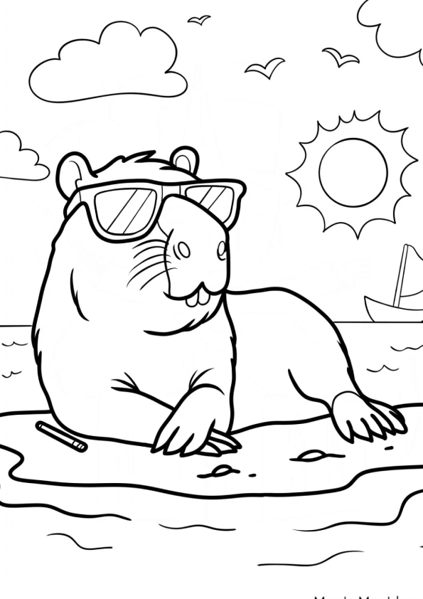Desenho de Capivara para imprimir