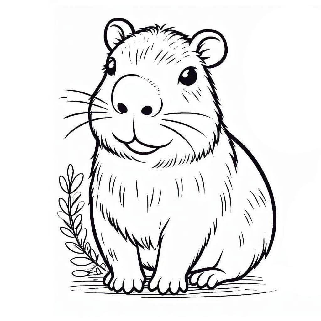 Desenho de Capivara para imprimir