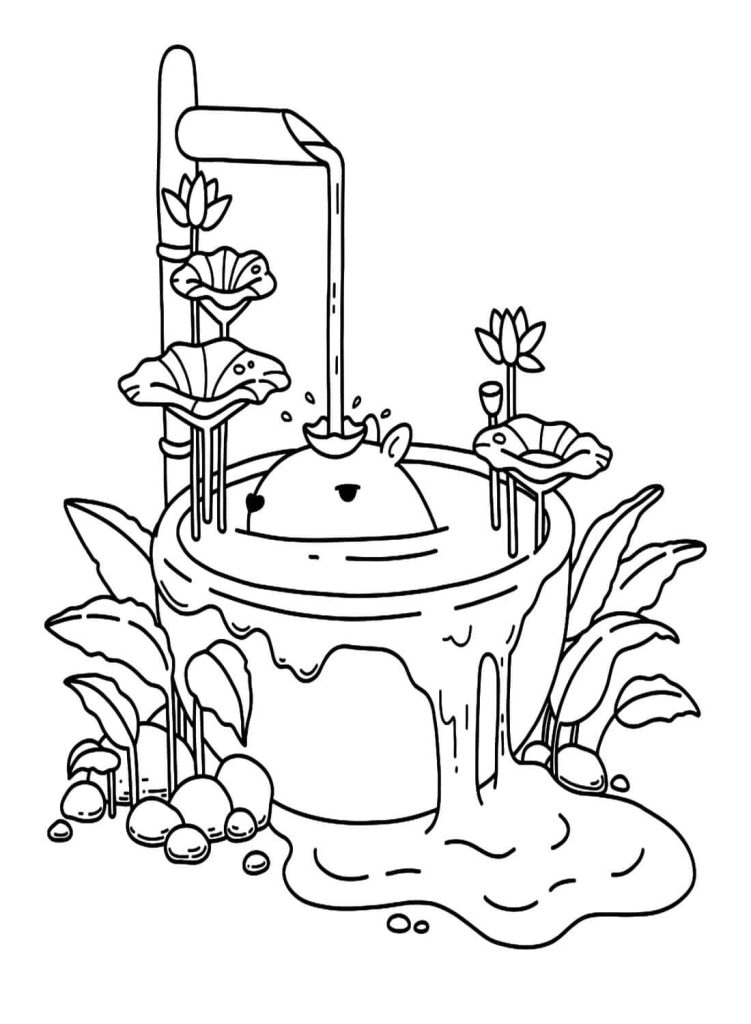 Desenho de Capivara para imprimir