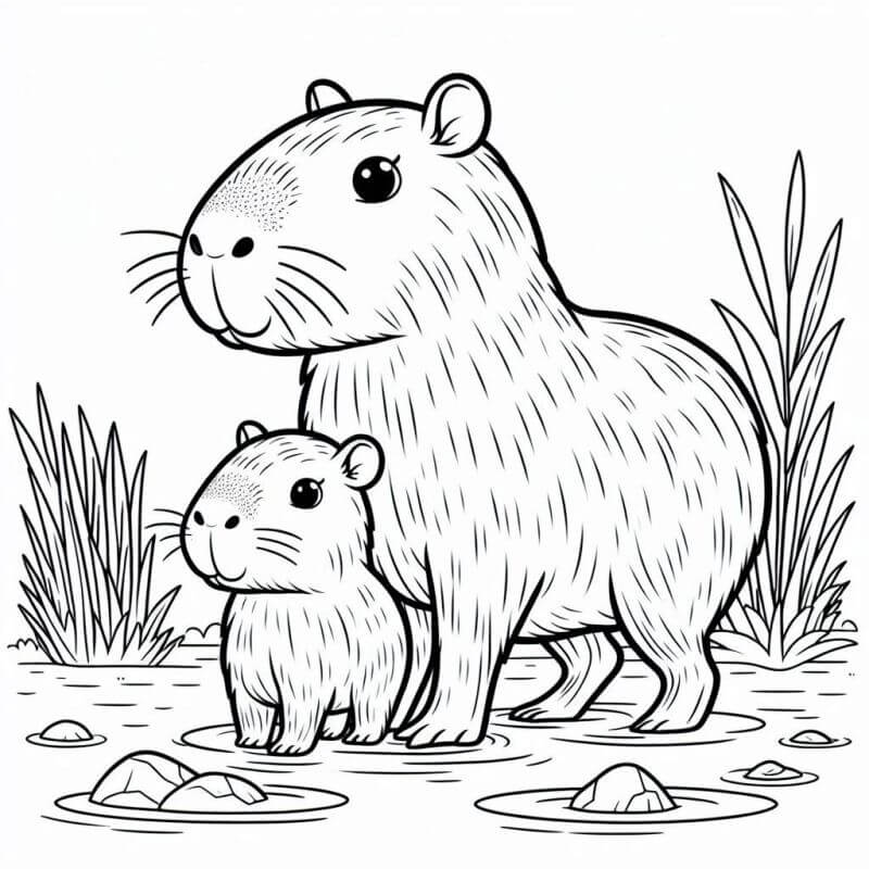 Desenho de Capivara para imprimir