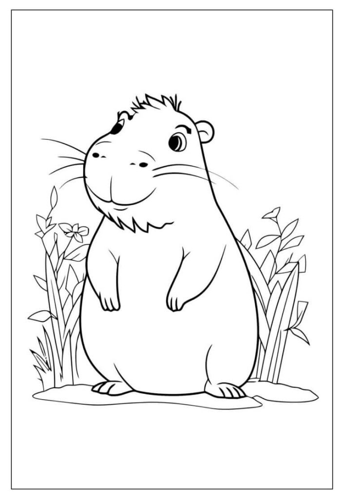 Desenho de Capivara para imprimir