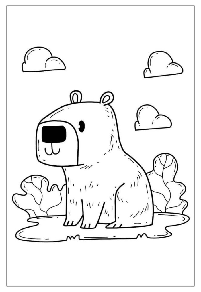 Desenho de Capivara para imprimir