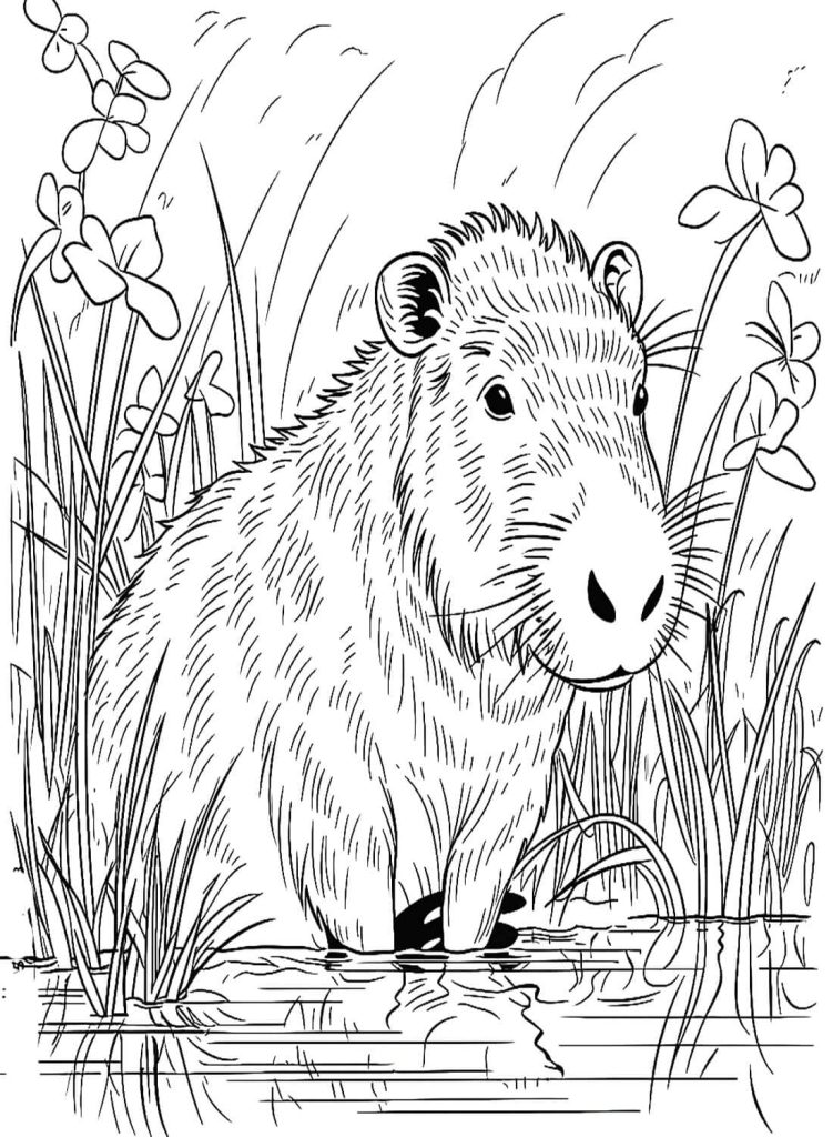 Desenho de Capivara para imprimir