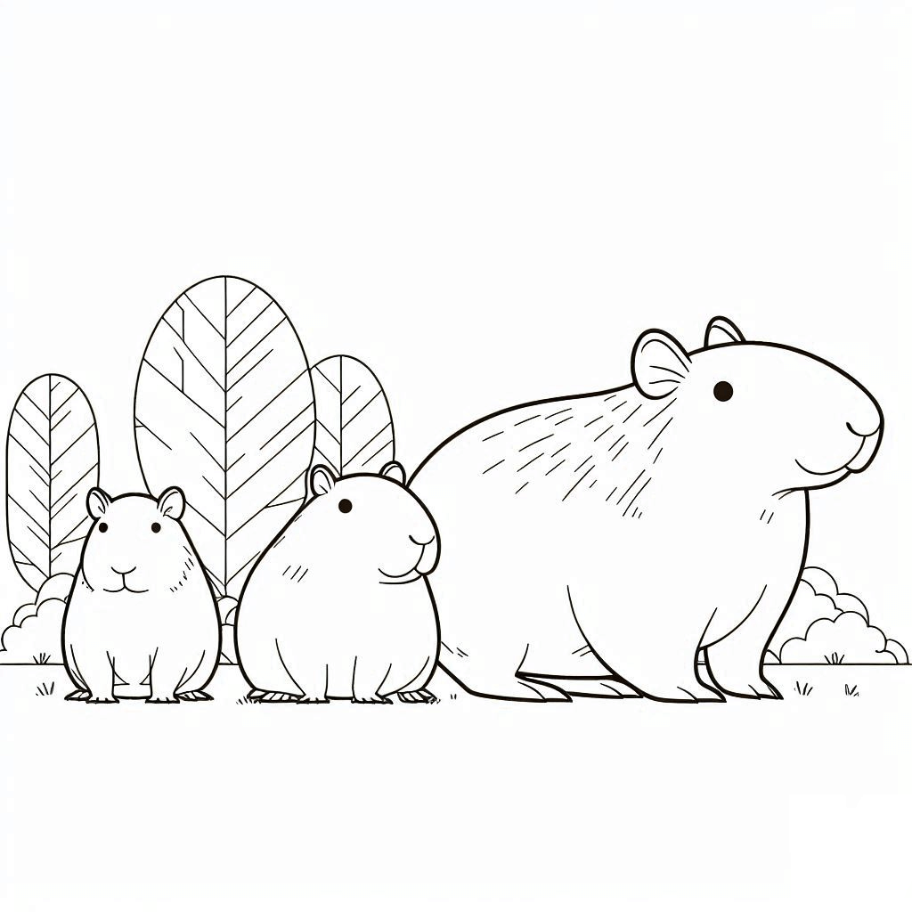 Desenho de Capivara para imprimir