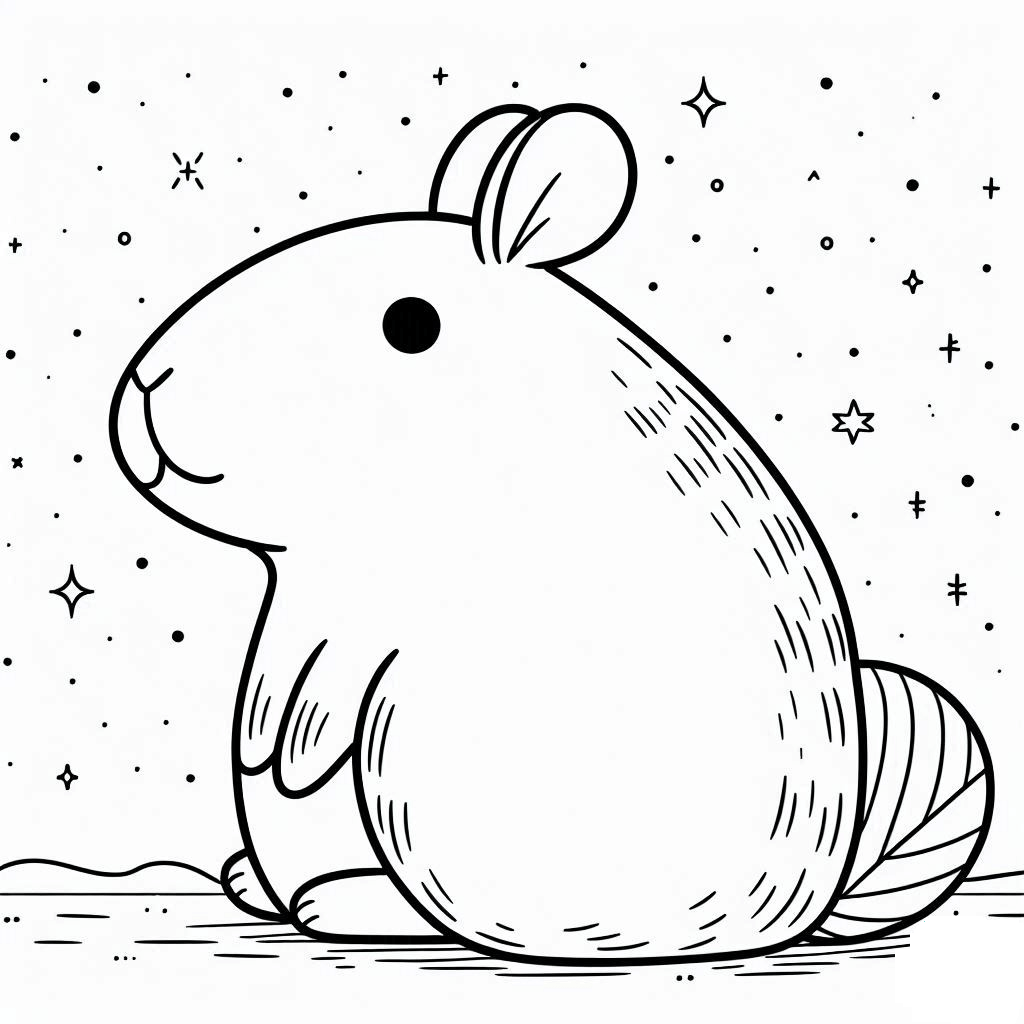 Desenho de Capivara para imprimir