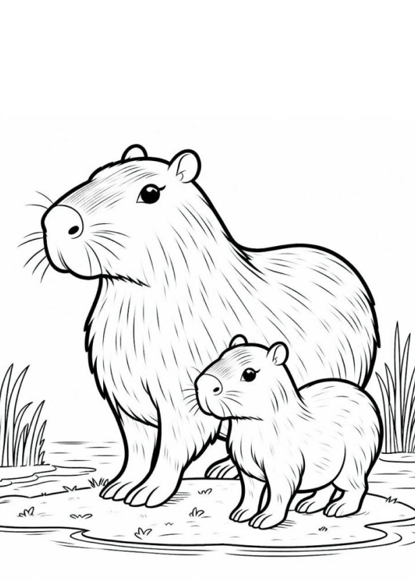Desenho de Capivara para imprimir