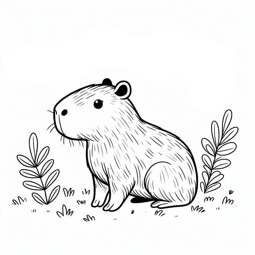 Desenho de Capivara para imprimir