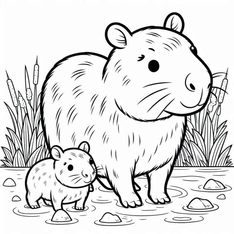 Desenho de Capivara para imprimir