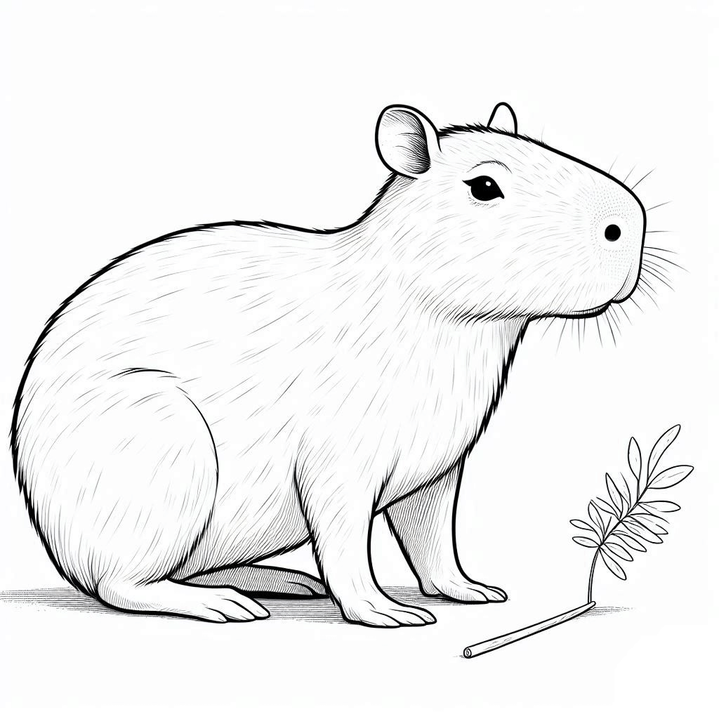 Desenho de Capivara para imprimir