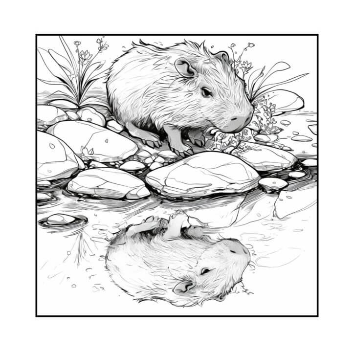 Desenho de Capivara para imprimir