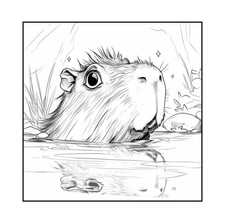 Desenho de Capivara para imprimir