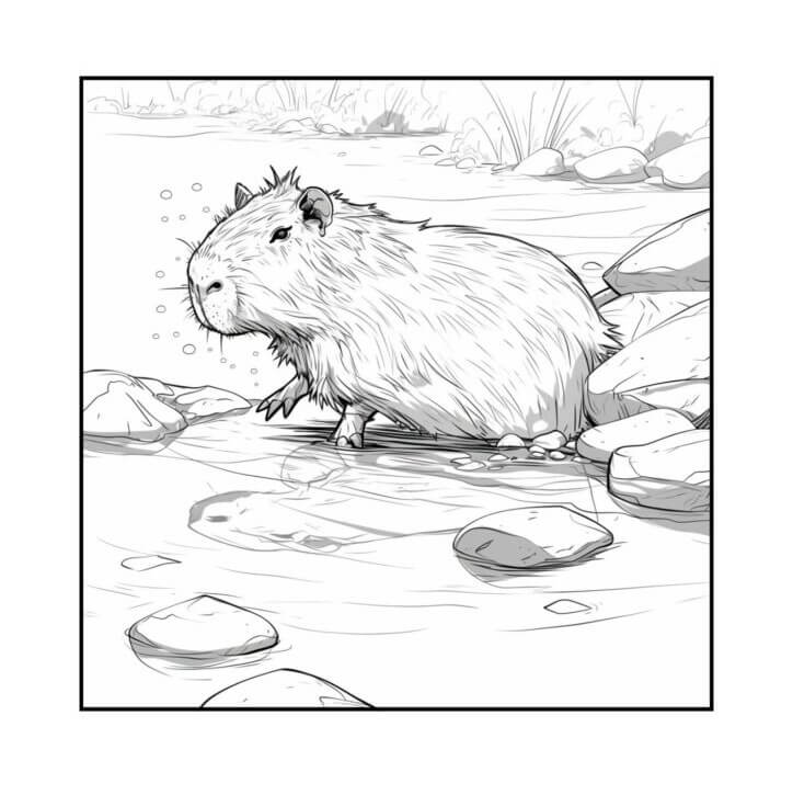 Desenho de Capivara para imprimir