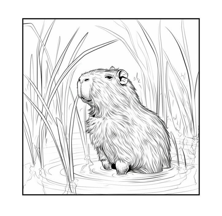 Desenho de Capivara para imprimir