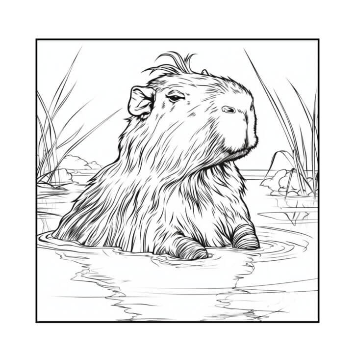 Desenho de Capivara para imprimir