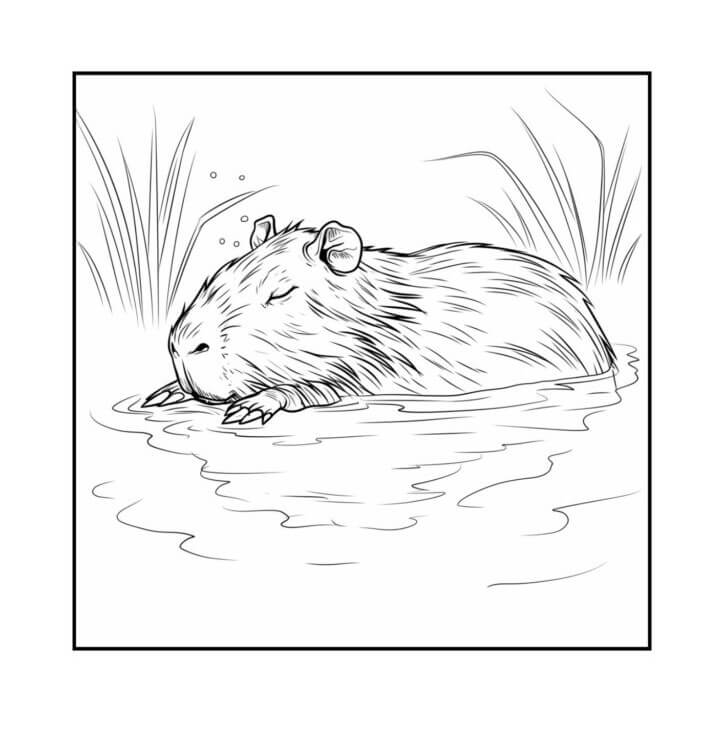 Desenho de Capivara para imprimir