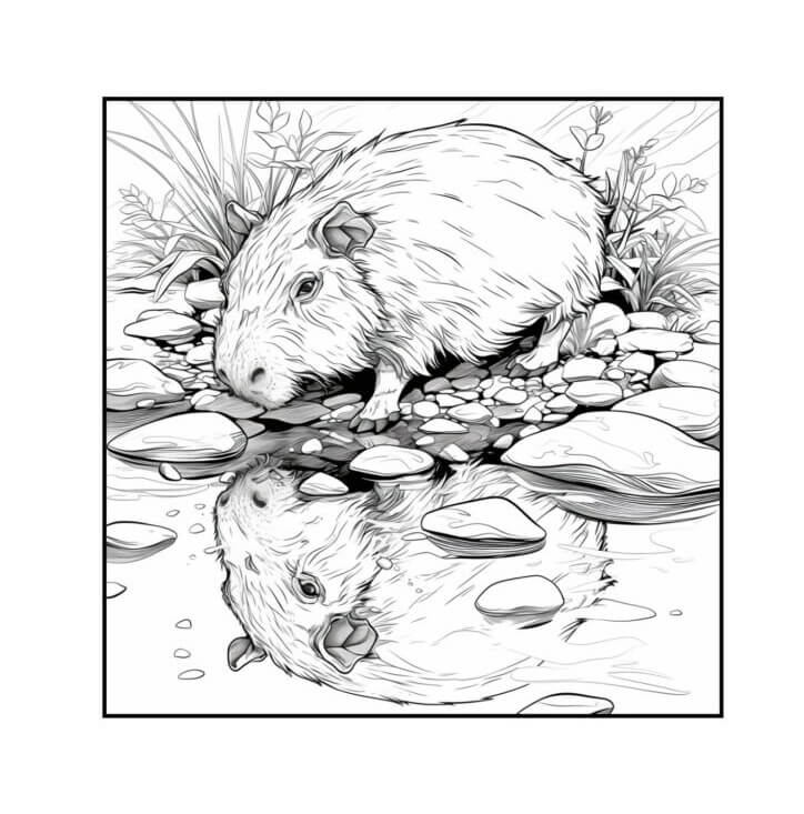 Desenho de Capivara para imprimir