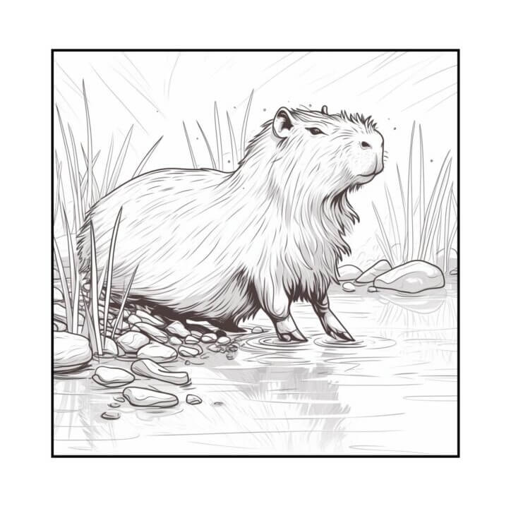 Desenho de Capivara para imprimir