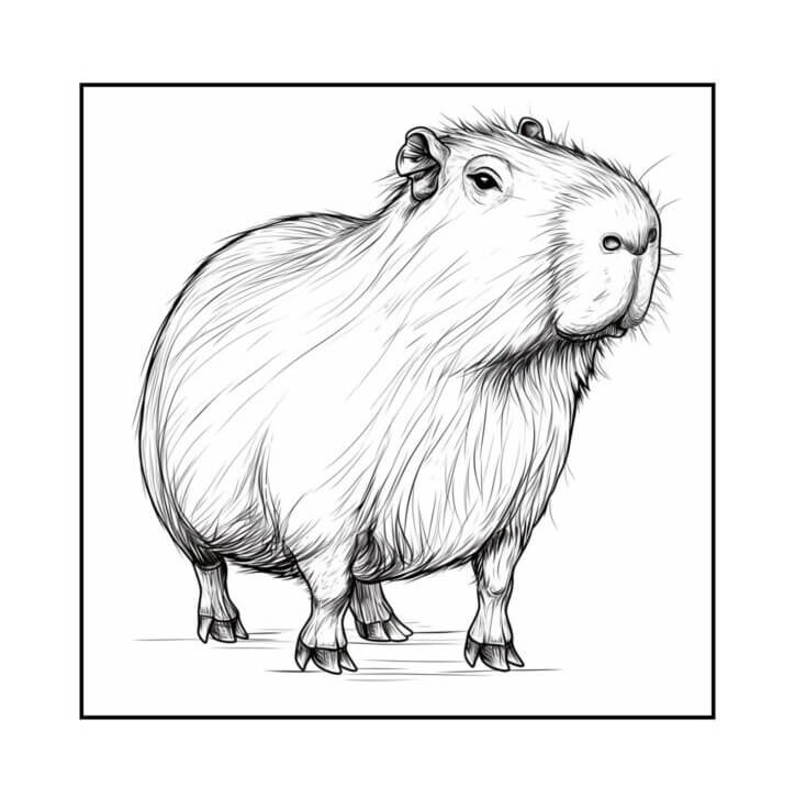 Desenho de Capivara para imprimir
