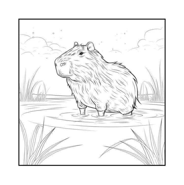 Desenho de Capivara para imprimir